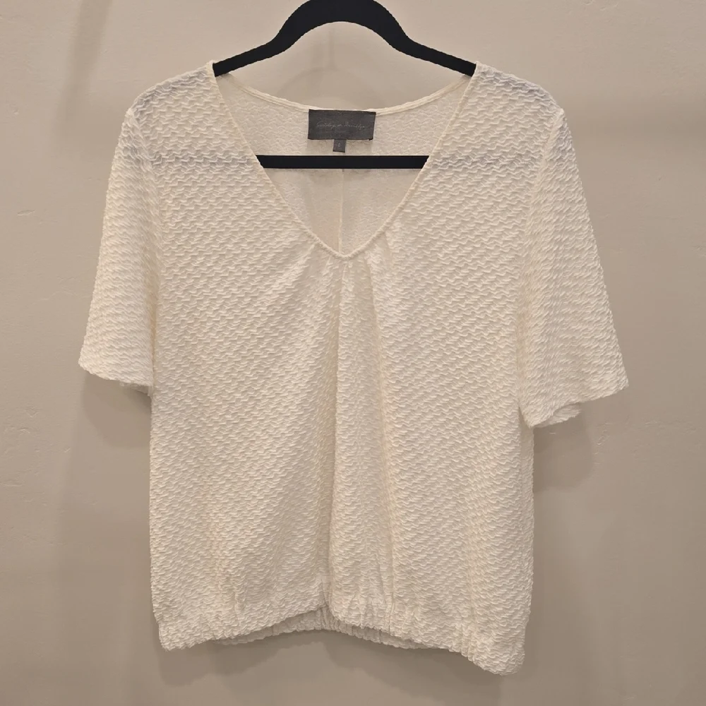 anthropologie white Textured Women's Top - Picture 1 of 8